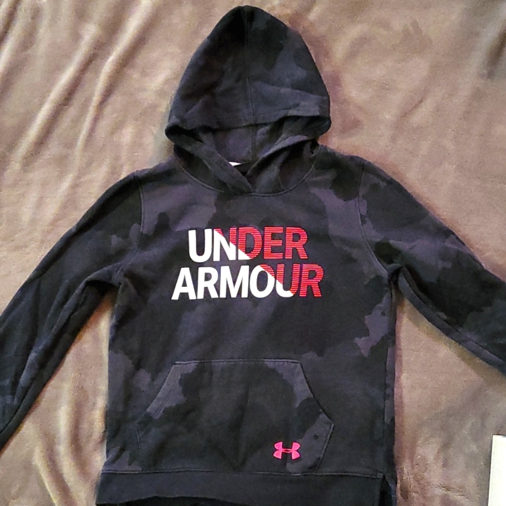 Under Armour - black camo with pink and white lettering